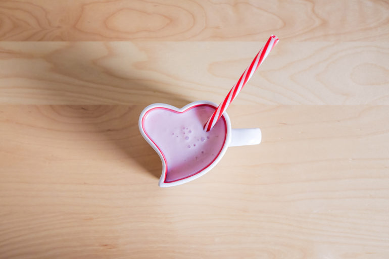 Strawberry Milkshake in Lovely Heart Shaped Cup